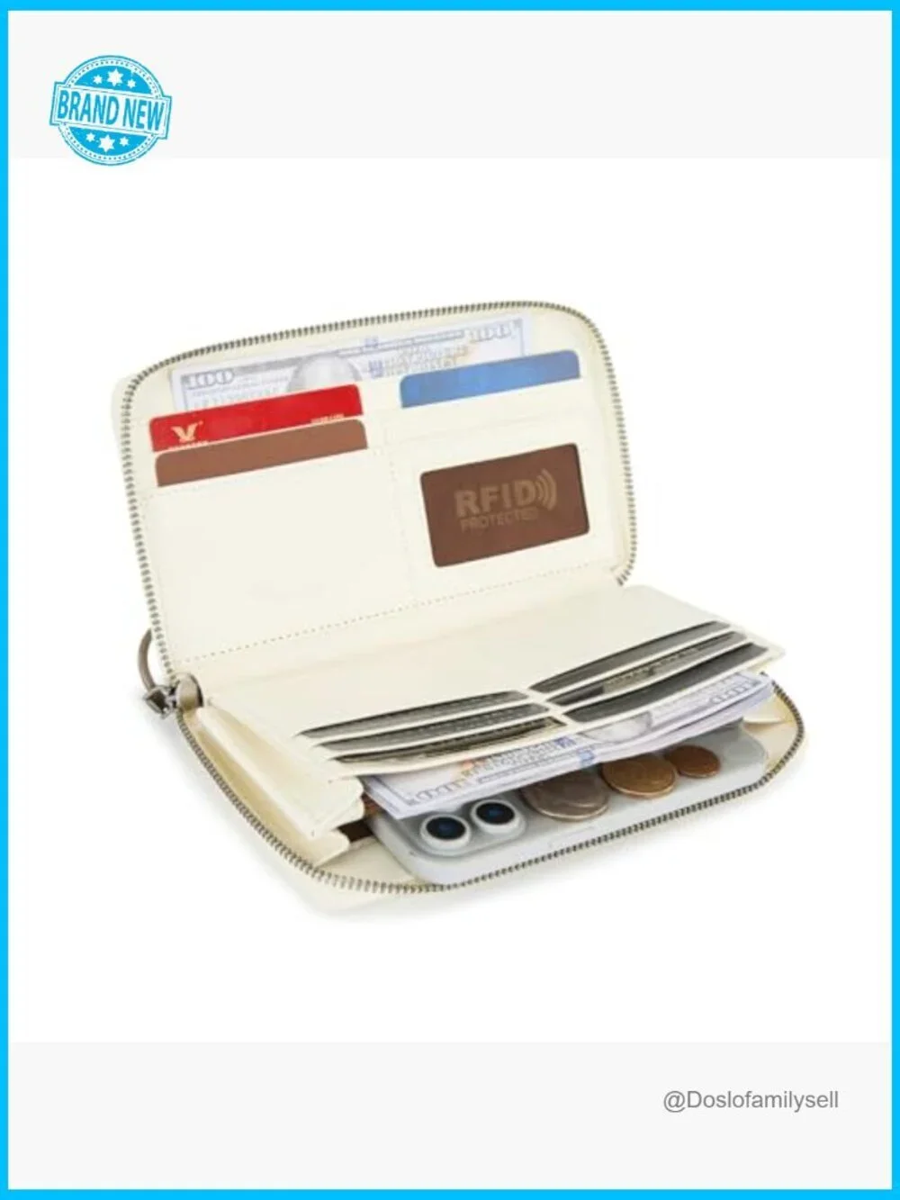 Canvas Wristlet Wallet Classic Retro Minimalist Bifold Credit Card Organizer